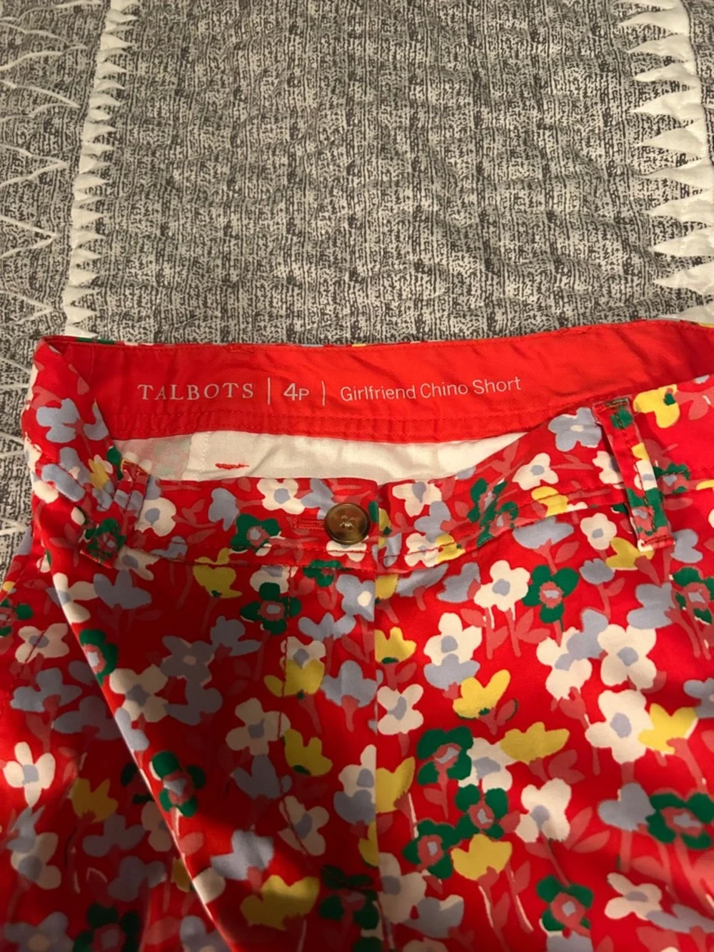 Talbots Red Floral Girlfriend Chino Bermuda Shorts - Picture 2 of 5